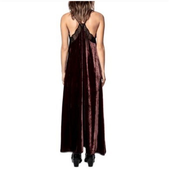 ZADIG & VOLTAIRE zadig & voltaire Risty Velvet Slip Dress color BORDEAUX - Picture 4 of 6
